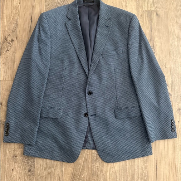 Lauren Ralph Lauren LRL Wool Silk Check 2 Button Blazer Sport Coat Jacket 44 R